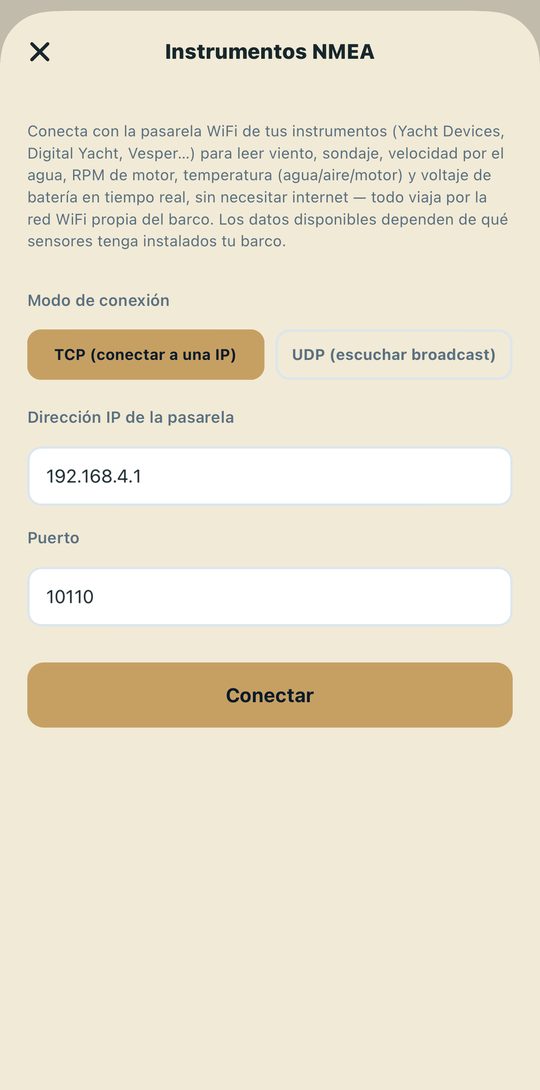 Instrumentos del barco por NMEA