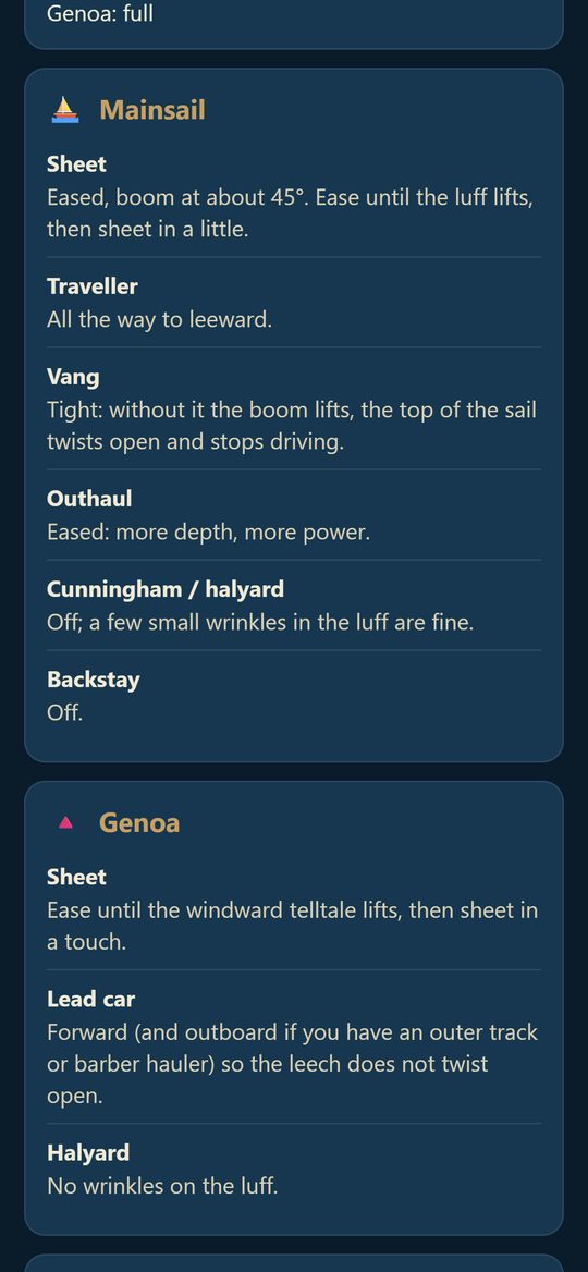 Main and genoa, control by control