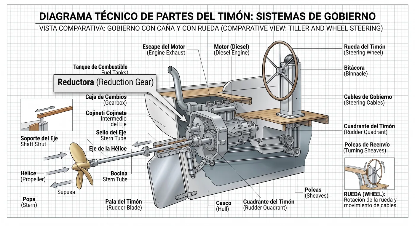 Sistema de propulsión: motor, eje y hélice