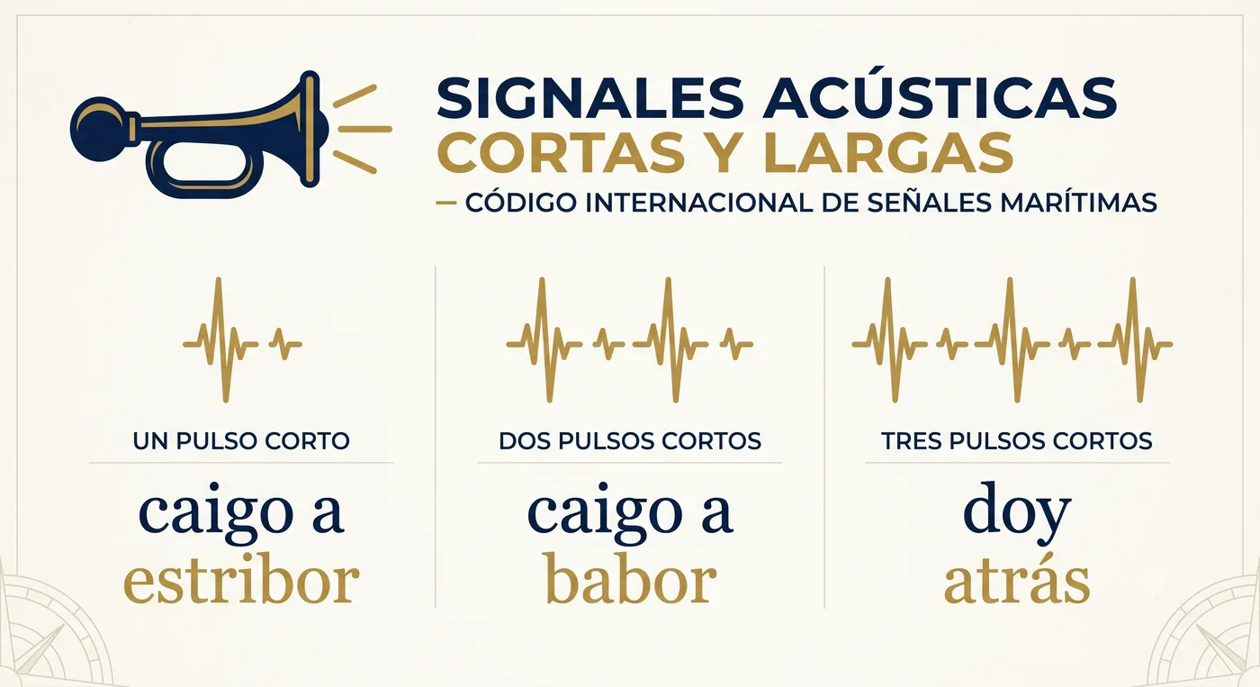 Diagrama de pitadas cortas y largas con su significado de maniobra