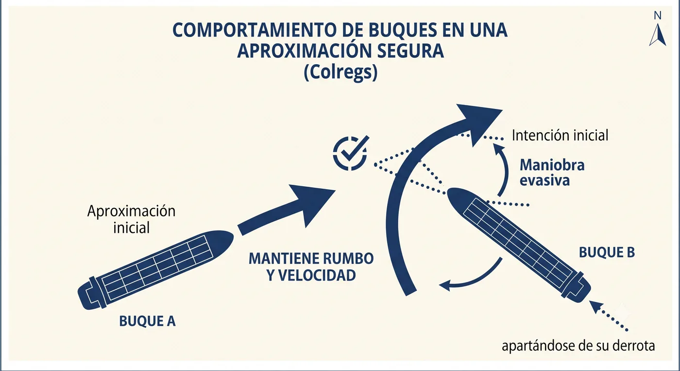 Buque manteniendo su rumbo y velocidad mientras otro buque maniobra para cederle el paso