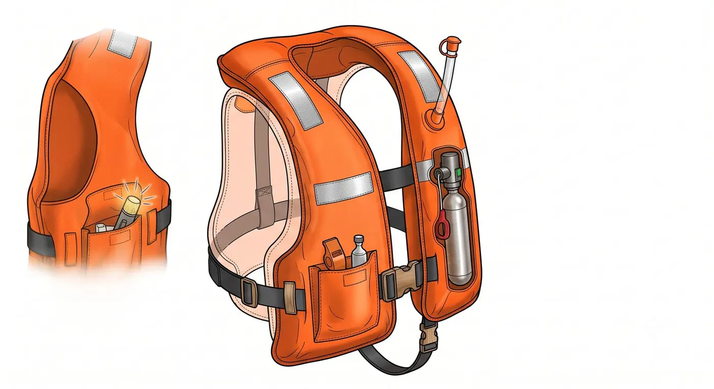 Chaleco salvavidas inflable náutico de color naranja