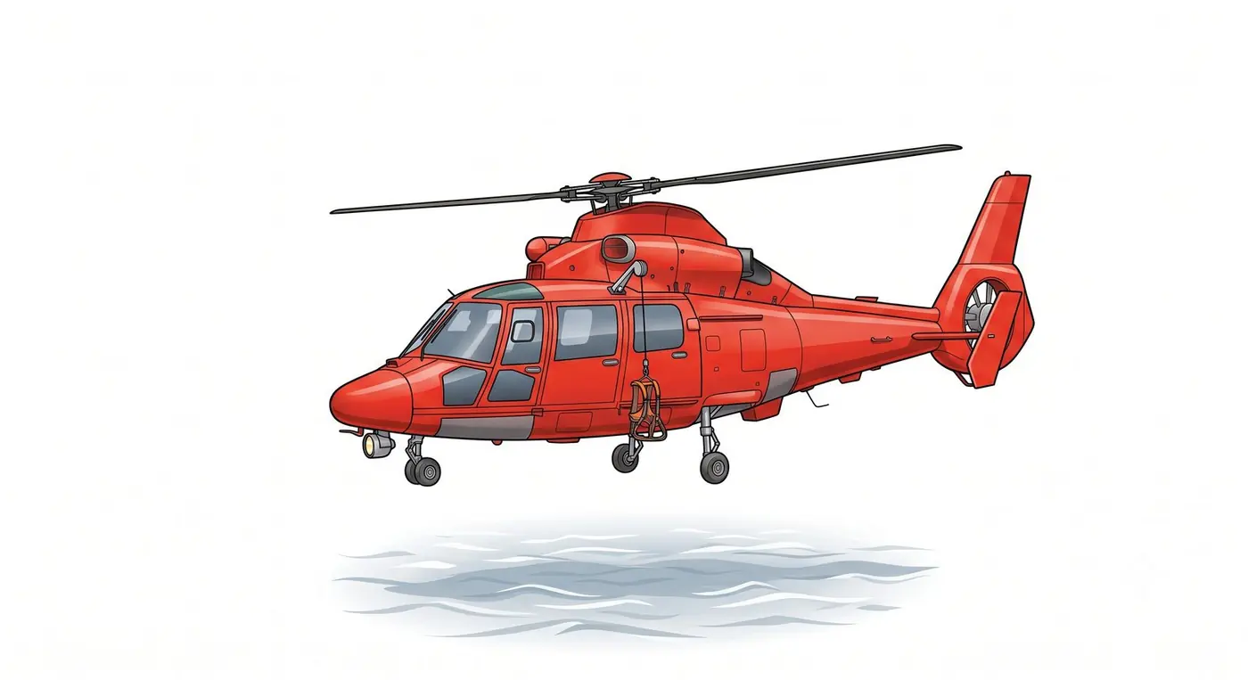 Helicóptero de rescate sobrevolando el mar