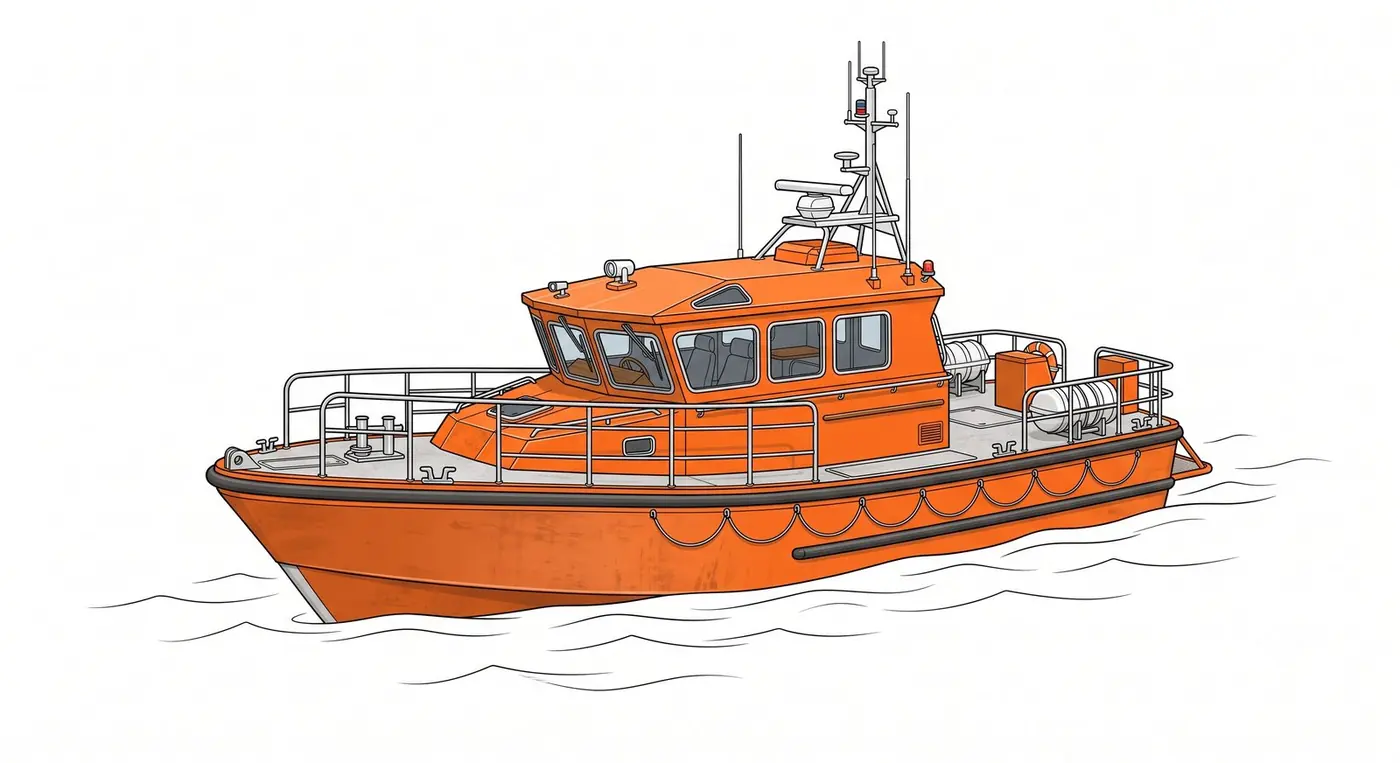 Buque de rescate marítimo, color naranja
